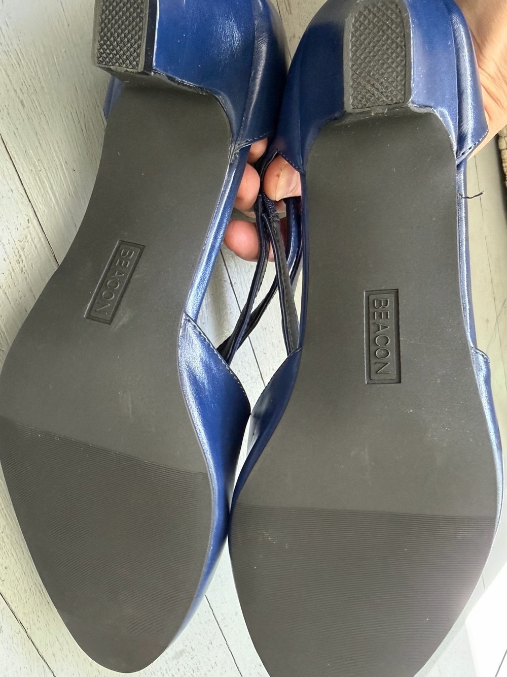NEW Beacon Angel Steps Criss Cross Navy Blue Strappy Willow Pumps Heels 9.5 - Picture 5 of 5